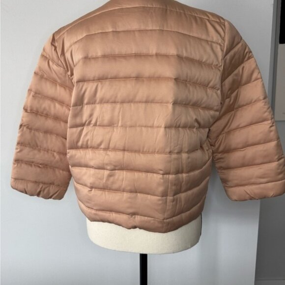 Elisabetta Franchi Peach Quilted Crop Coat - Size 46 (US 10) - Picture 14 of 16